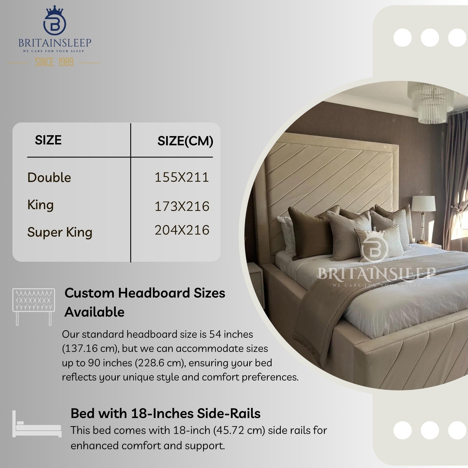 Special 18'' Sides Aaurora Bed Britainsleep