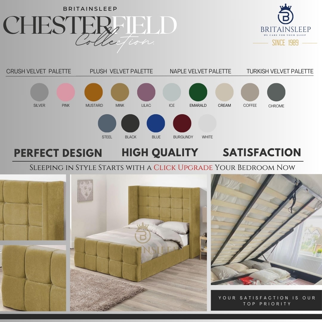 ACAMAR Winged Upholstered Bed Frame Britainsleep