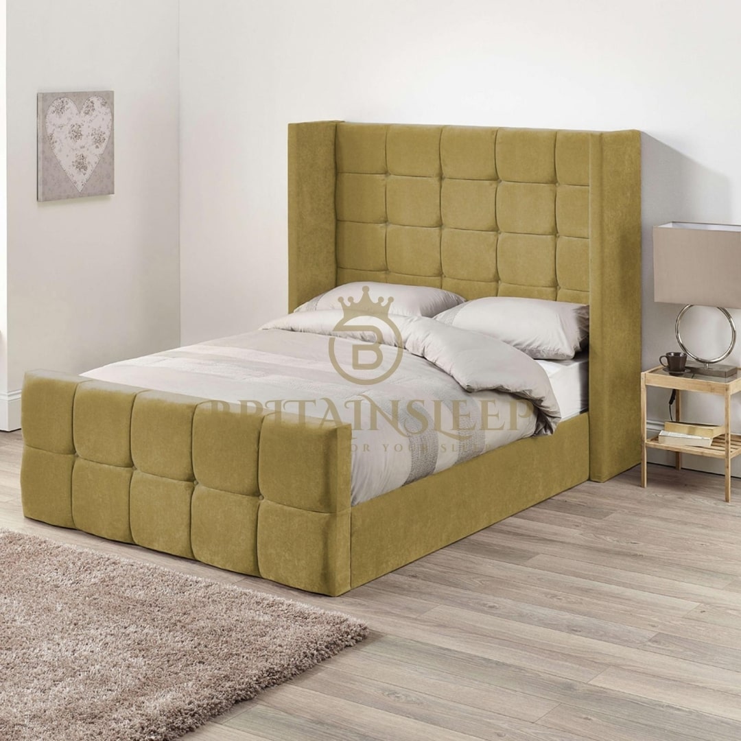 ACAMAR Winged Upholstered Bed Frame Britainsleep