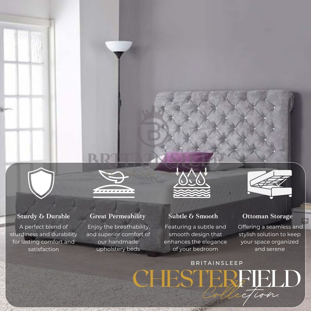 Ainsley Upholstered Sleigh Bed Britainsleep