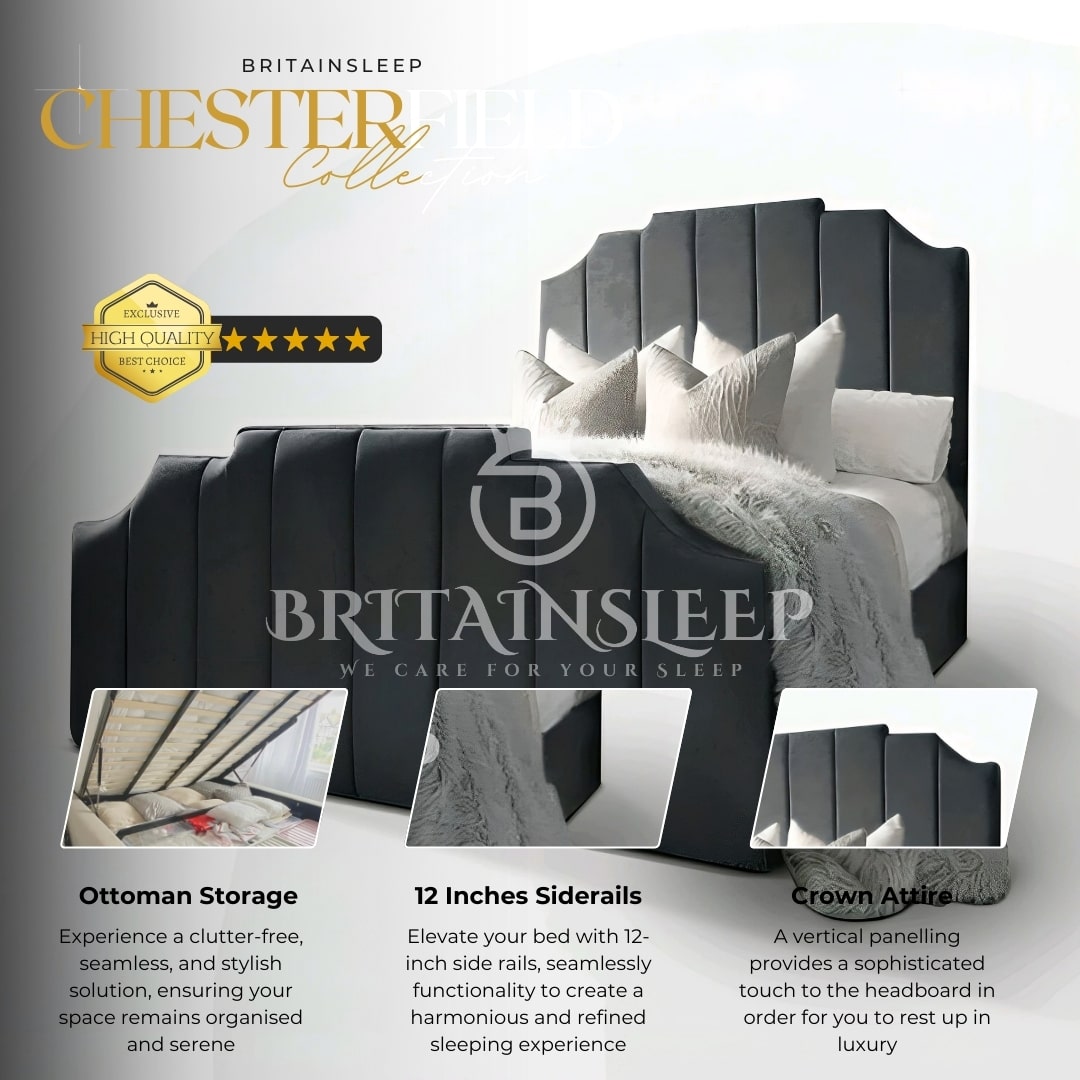 Beaulieu Upholstered Bed Frame with Ottoman Storage Options Britainsleep