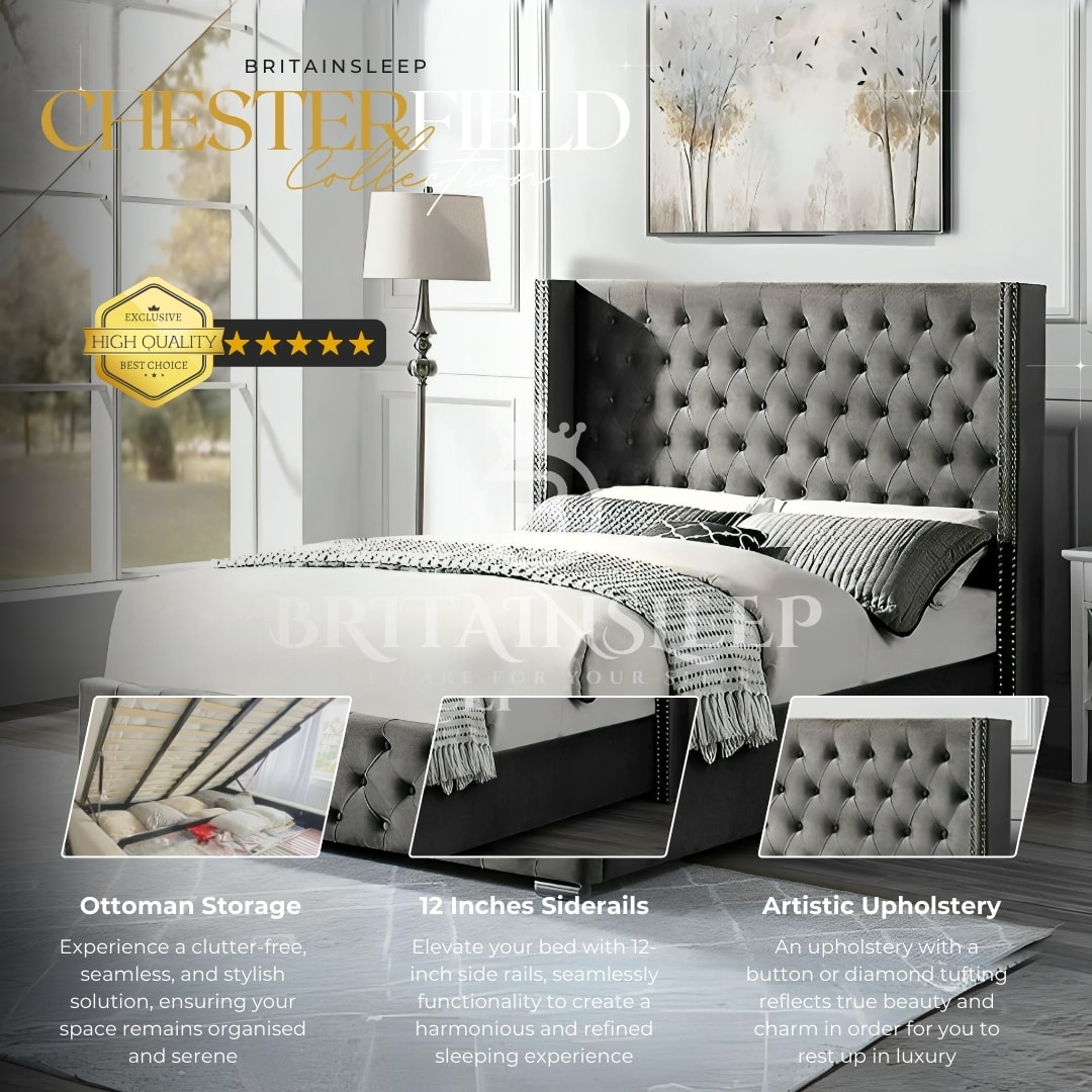 Chester Studded Upholstered Bed Frame Britainsleep