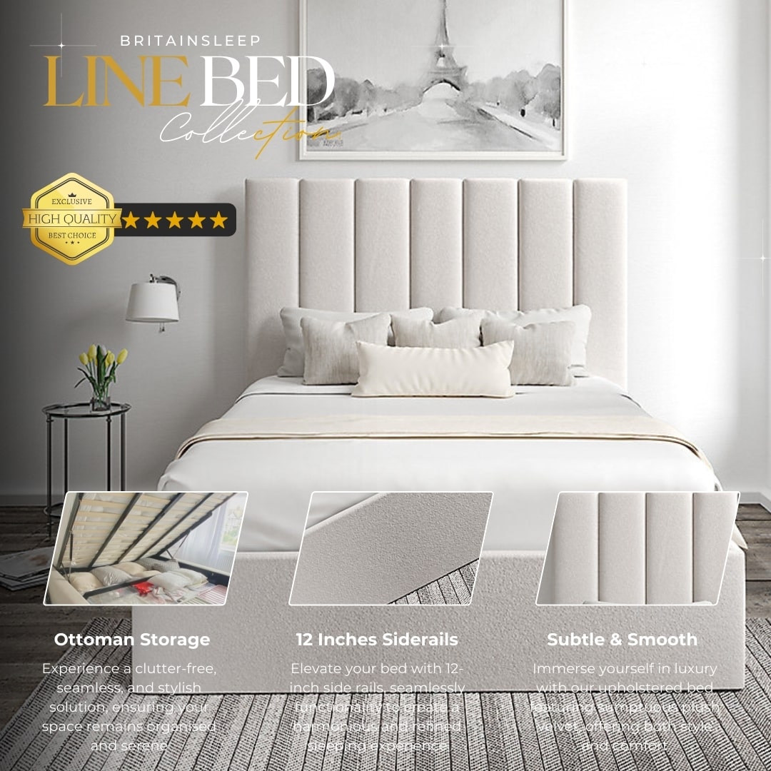 Britainsleep Eton Upholstered Ottoman Storage Bed Frame | Double | Single | Small Double | KingSize | Super King Size Bed Britainsleep