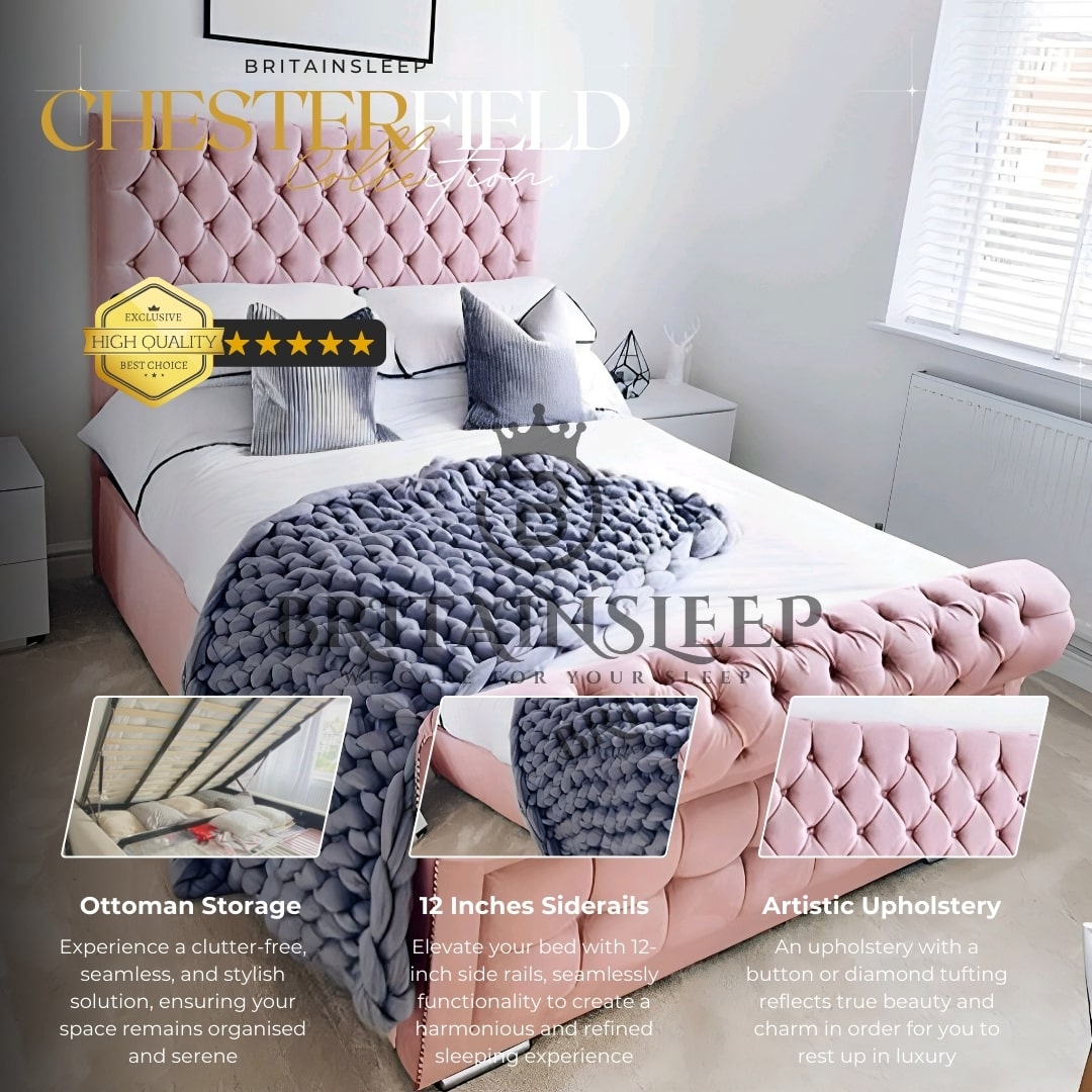 Britainsleep Baudoin Upholstered Ottoman Storage Bed Frame | Double | Single | Small Double | KingSize | Super King Size Bed Britainsleep