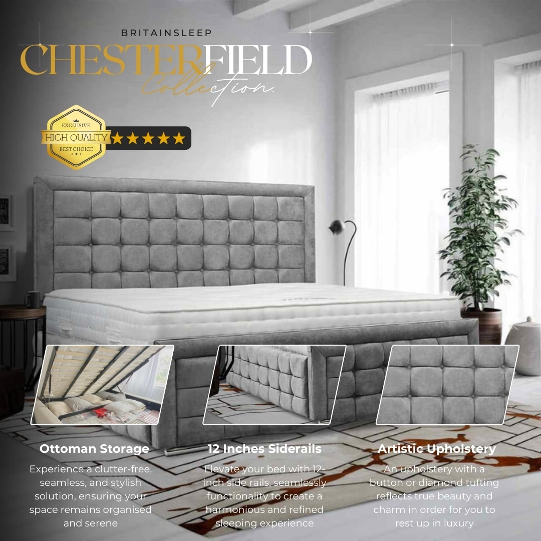Britainsleep Cryptopodium Upholstered Ottoman Storage Bed Frame | Double | Single | Small Double | KingSize | Super King Size Bed Britainsleep