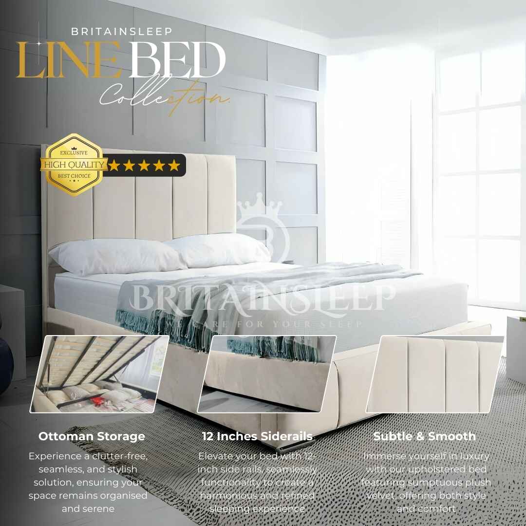 Britainsleep Edelmann 50'' Upholstered Ottoman Storage Bed Frame | Double | Single | Small Double | KingSize | Super King Size Bed Britainsleep