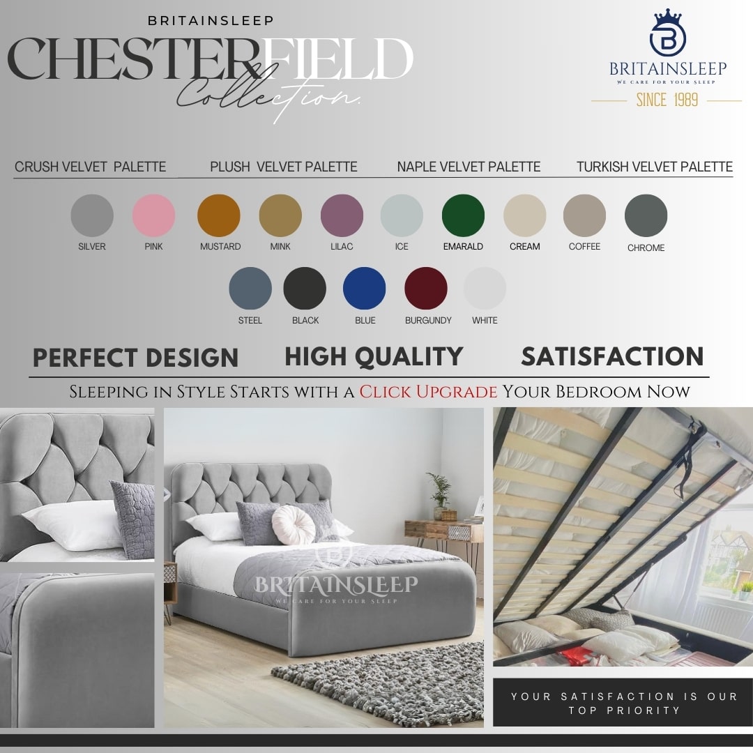 Cambridge Luxury Padded Chesterfield Ottoman Upholstered Storage Bed Britainsleep