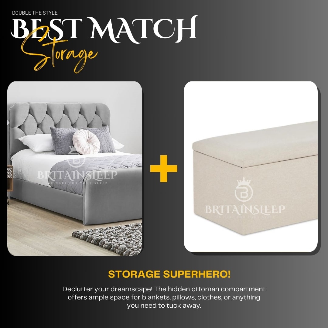 Cambridge Luxury Padded Chesterfield Ottoman Upholstered Storage Bed Britainsleep