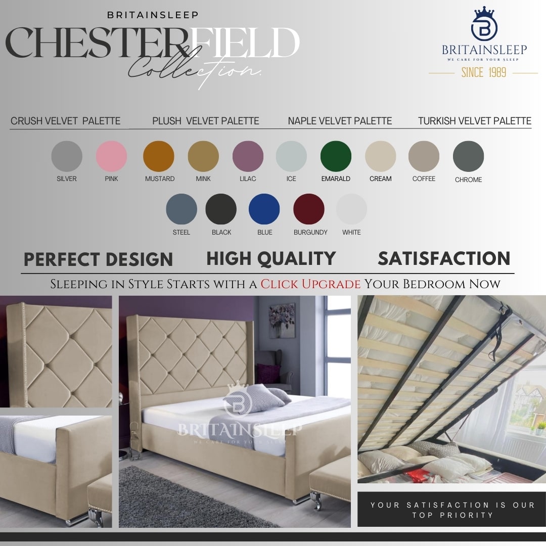 Chelse Upholstered Bed Frame with Ottoman Storage Options Britainsleep