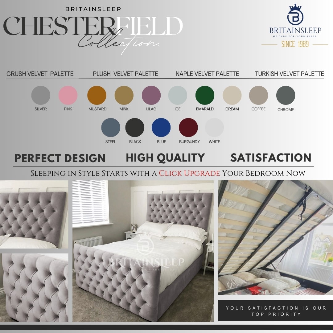 60'' Luxury Clara Upholstered Bed Frame with Ottoman Storage Options Britainsleep