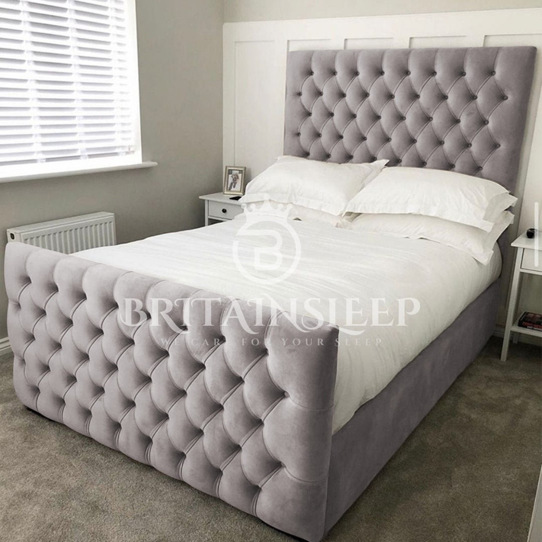 60'' Luxury Clara Upholstered Bed Frame with Ottoman Storage Options Britainsleep