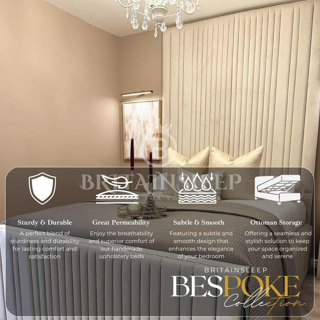 Crazway Luxury Upholstered Line Bed Frame Britainsleep