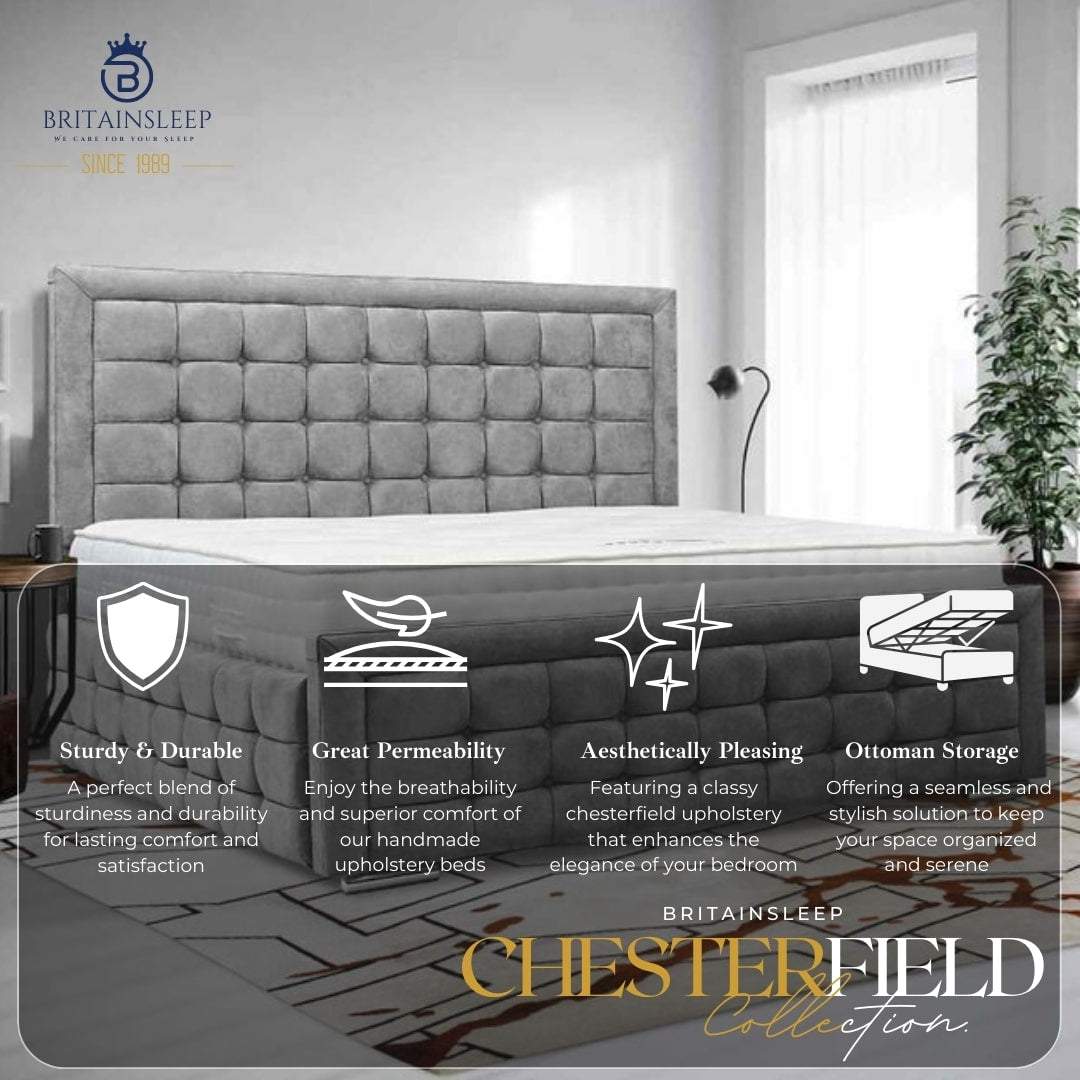 Britainsleep Cryptopodium Upholstered Ottoman Storage Bed Frame | Double | Single | Small Double | KingSize | Super King Size Bed Britainsleep