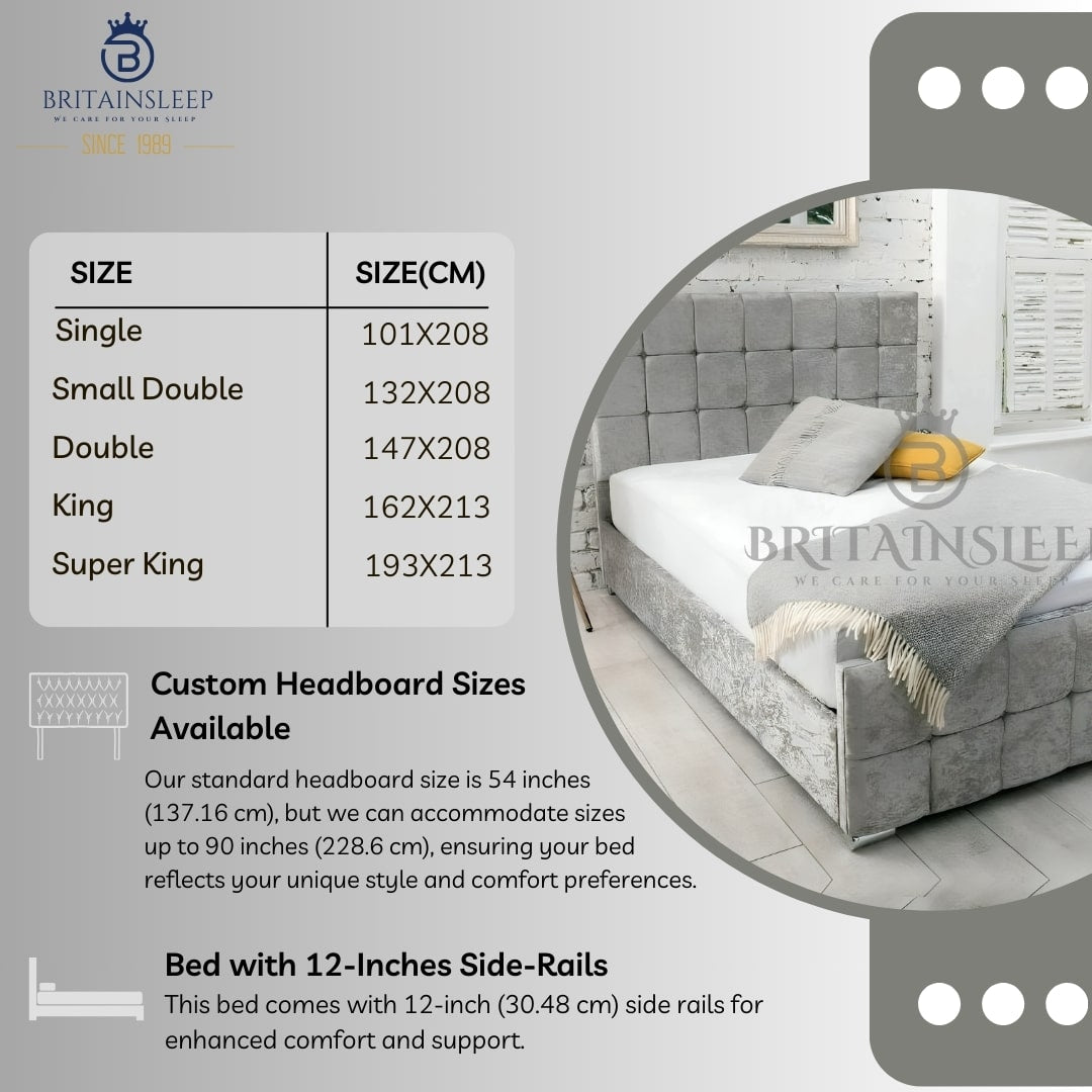 Britainsleep Cubic Asher Upholstered Ottoman Storage Bed Frame | Double | Single | Small Double | KingSize | Super King Size Bed Britainsleep