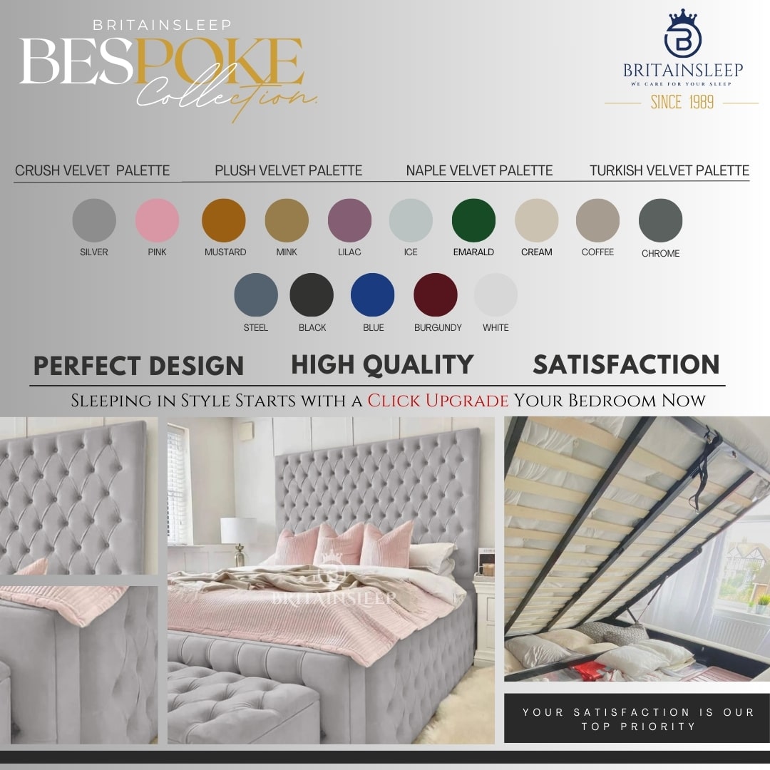 Luxury 18'' Sides Corsa Upholstered Ottoman Storage Bed Britainsleep