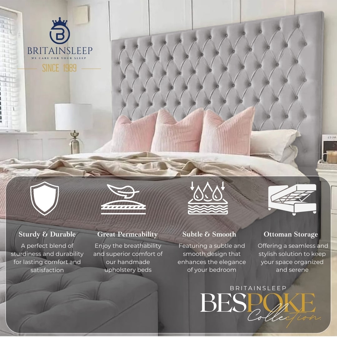 Luxury 18'' Sides Corsa Upholstered Ottoman Storage Bed Britainsleep