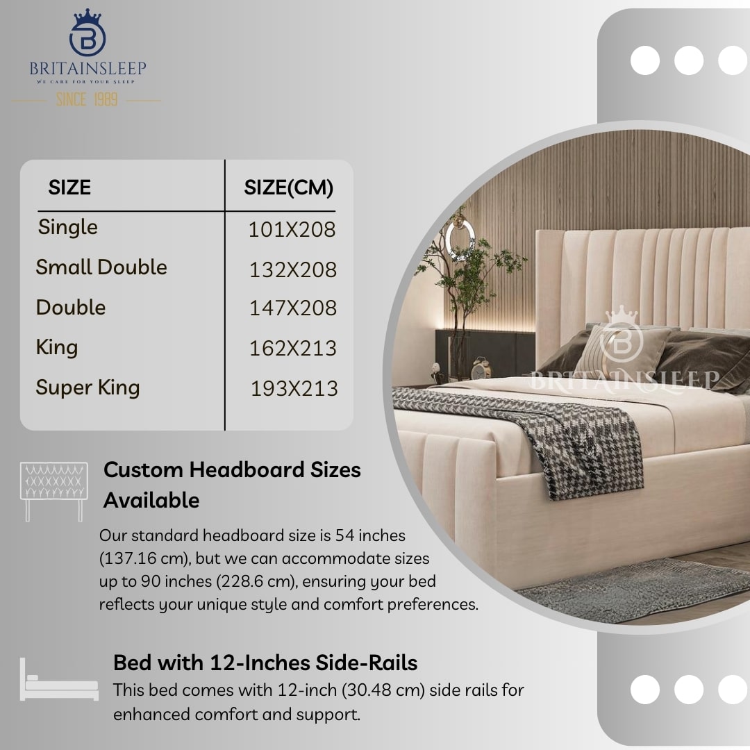 Britainsleep Denzel Upholstered Ottoman Storage Bed Frame | Double | Single | Small Double | KingSize | Super King Size Bed Britainsleep