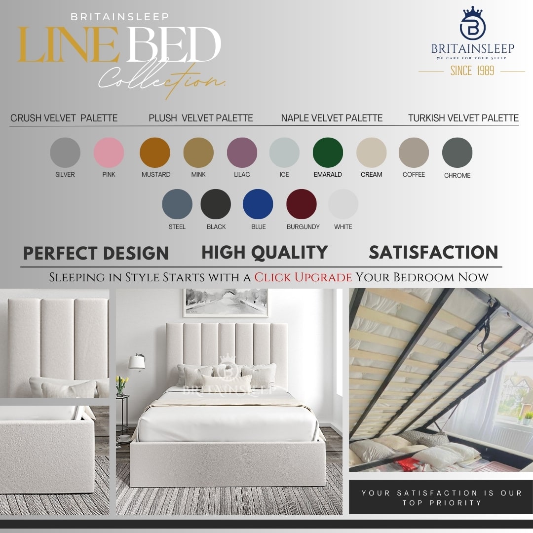 Britainsleep Eton Upholstered Ottoman Storage Bed Frame | Double | Single | Small Double | KingSize | Super King Size Bed Britainsleep