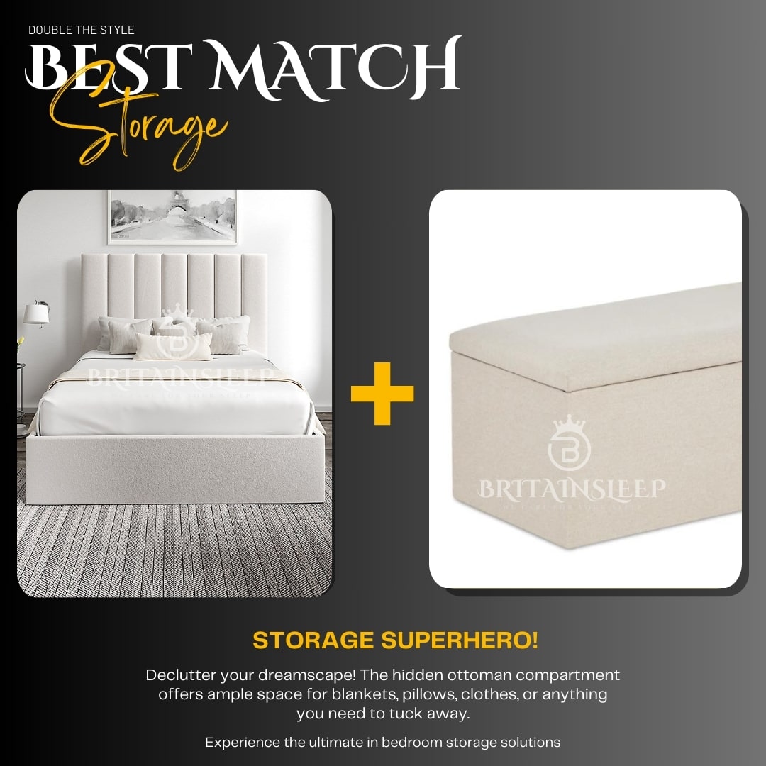 Britainsleep Eton Upholstered Ottoman Storage Bed Frame | Double | Single | Small Double | KingSize | Super King Size Bed Britainsleep