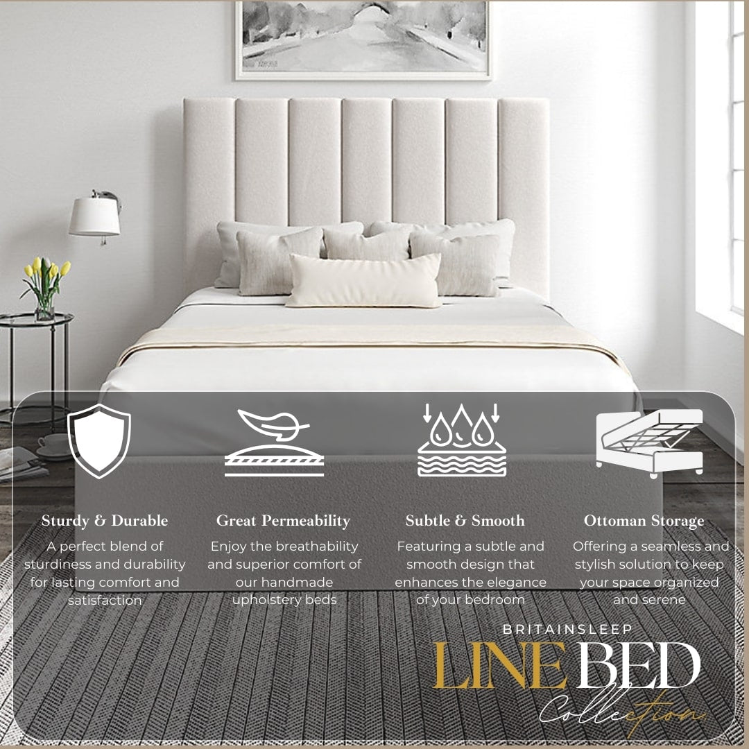 Britainsleep Eton Upholstered Ottoman Storage Bed Frame | Double | Single | Small Double | KingSize | Super King Size Bed Britainsleep