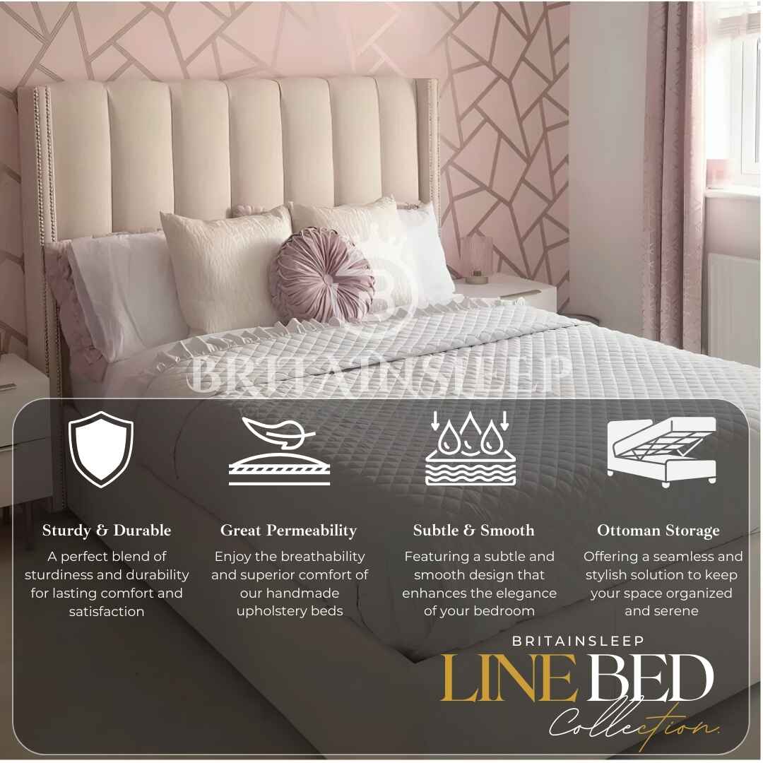Hera Studded Winged Upholstered Bed Britainsleep