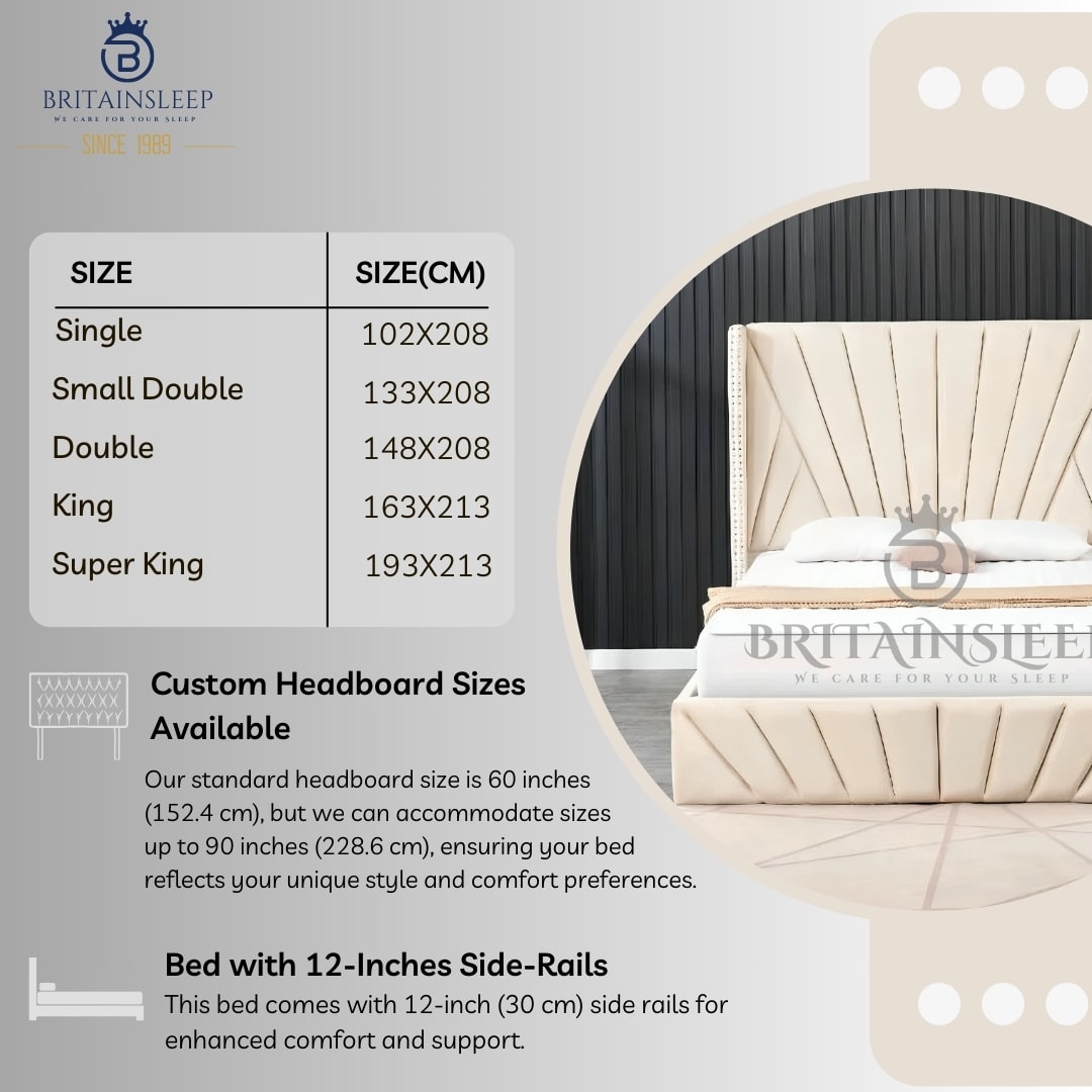 Indiana 60'' Tall Headboard Line Ottoman Upholstered Storage Bed Britainsleep