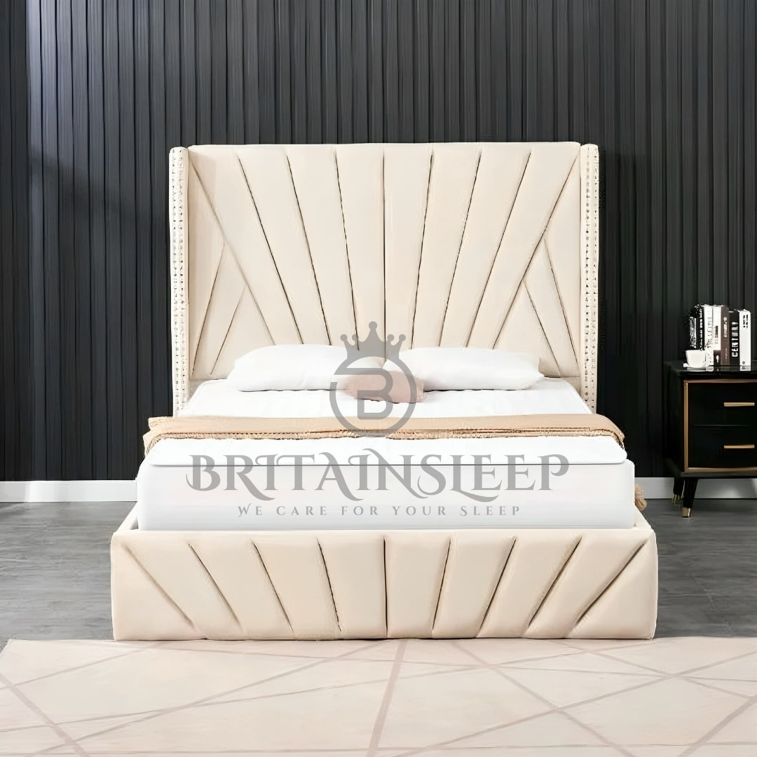 Indiana 60'' Tall Headboard Line Ottoman Upholstered Storage Bed Britainsleep