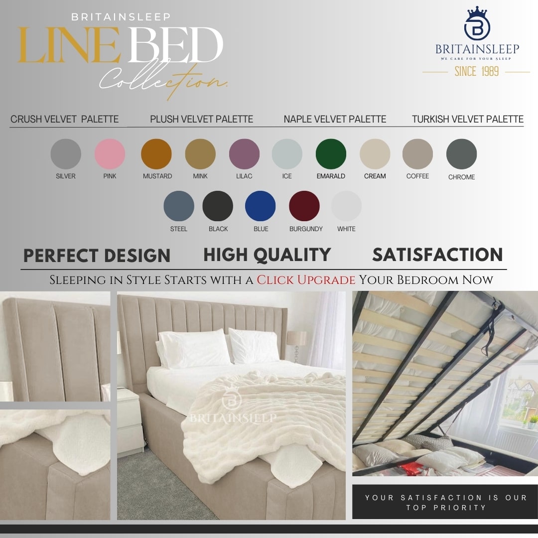 Luxury 18'' Sides Ivy Wing Ottoman Storage Bed Frame | Double | KingSize | Super King Size Bed Britainsleep