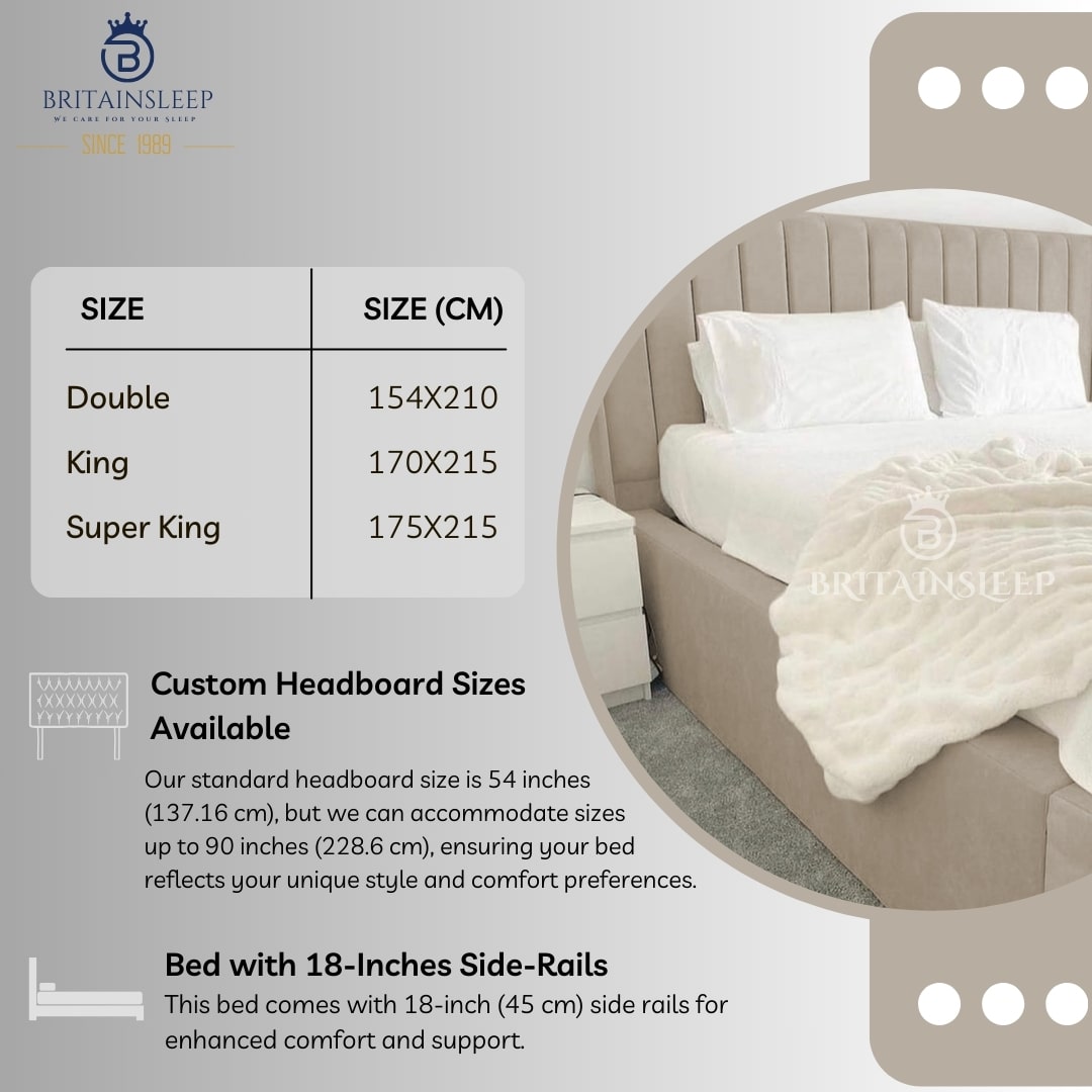 Luxury 18'' Sides Ivy Wing Ottoman Storage Bed Frame | Double | KingSize | Super King Size Bed Britainsleep