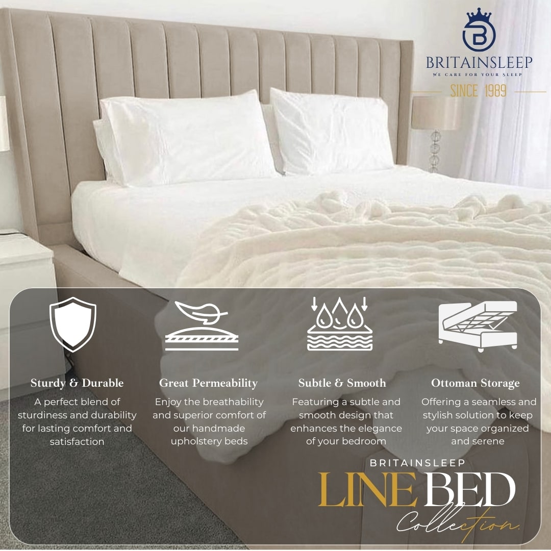 Luxury 18'' Sides Ivy Wing Ottoman Storage Bed Frame | Double | KingSize | Super King Size Bed Britainsleep