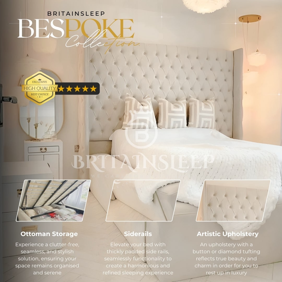 60” Luxury Leon Upholstered Bed Britainsleep