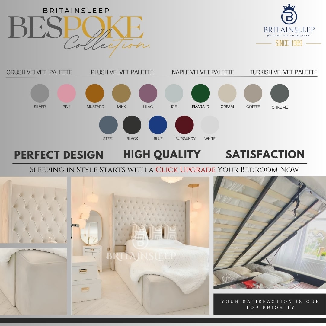 60” Luxury Leon Upholstered Bed Britainsleep