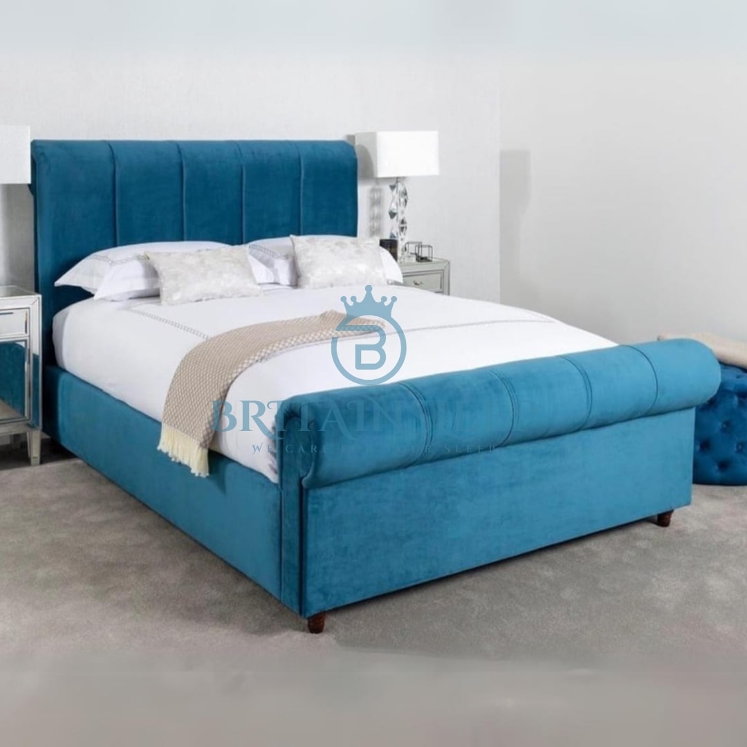 Lino Sleigh Upholstered Bed Frame Britainsleep