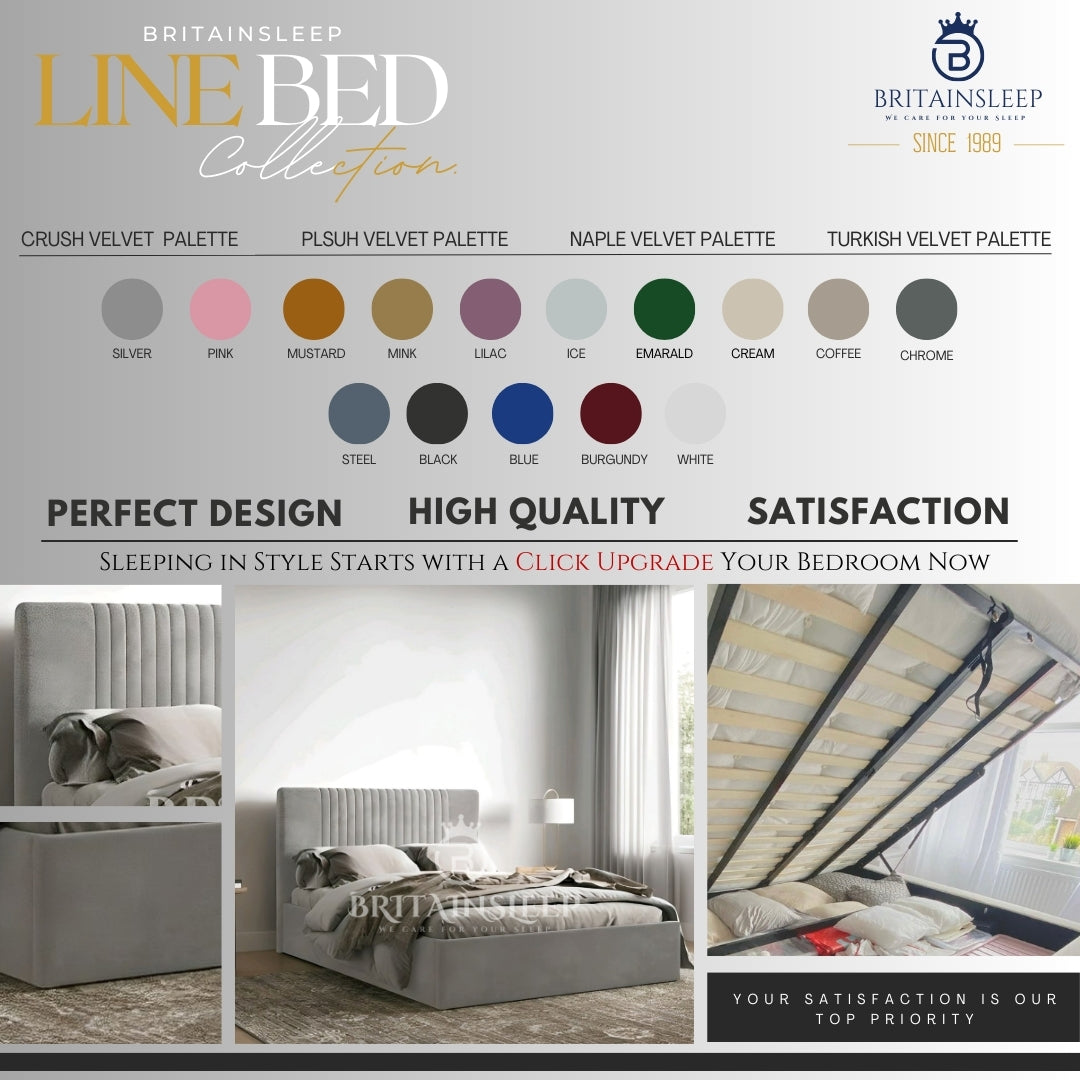 Malmo Storage 50'' Upholstered Bed Frame/| Double | Single | KingSize | Super King Size| Queen Bed Britainsleep