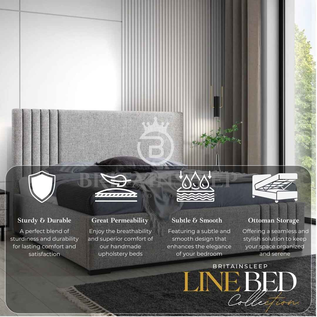 Malta 50'' Storage Upholstered Bed Frame/| Double | Single | KingSize | Super King Size| Queen Bed Britainsleep