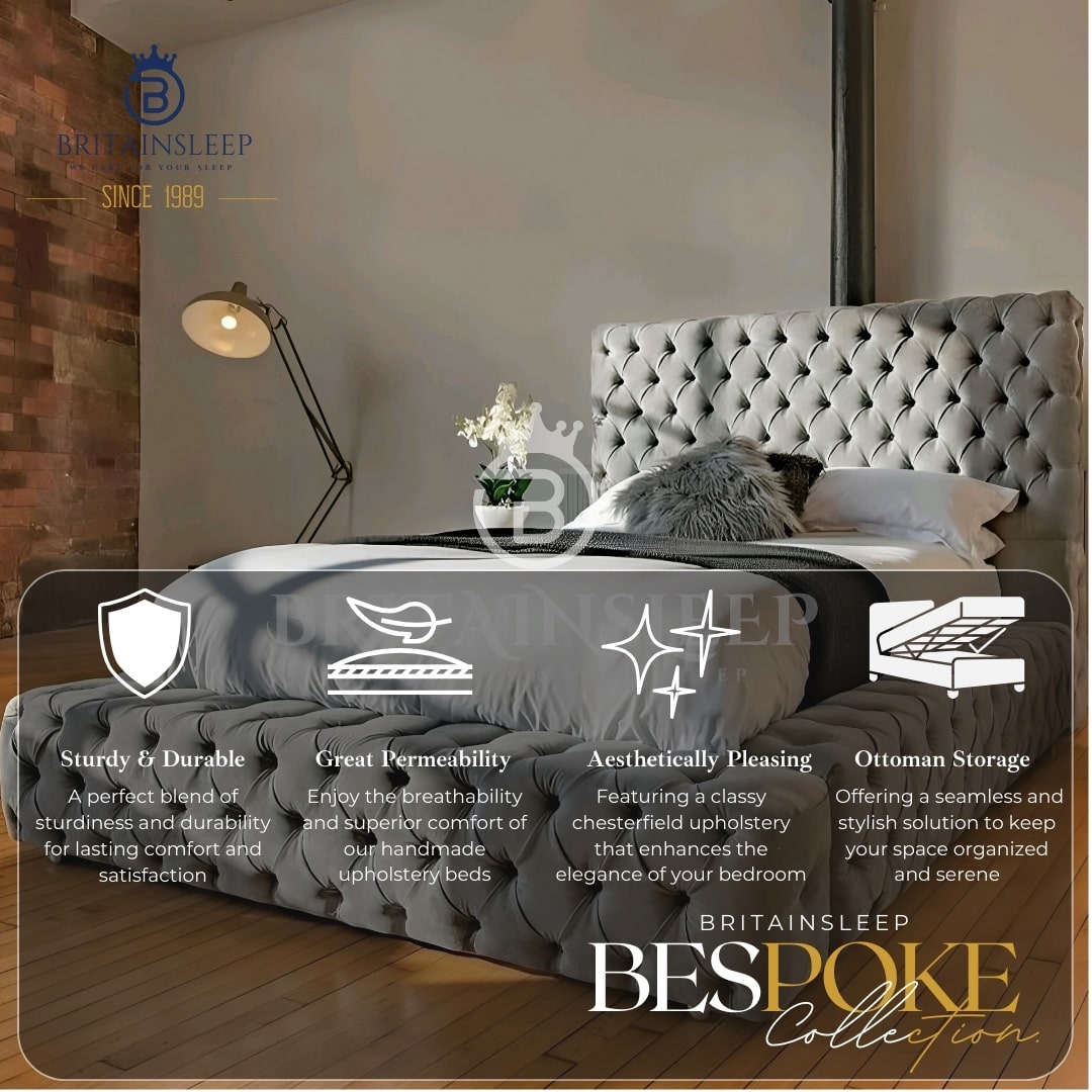 The Regal Ambassador Upholstered Bed Frame with Ottoman Storage Options Britainsleep