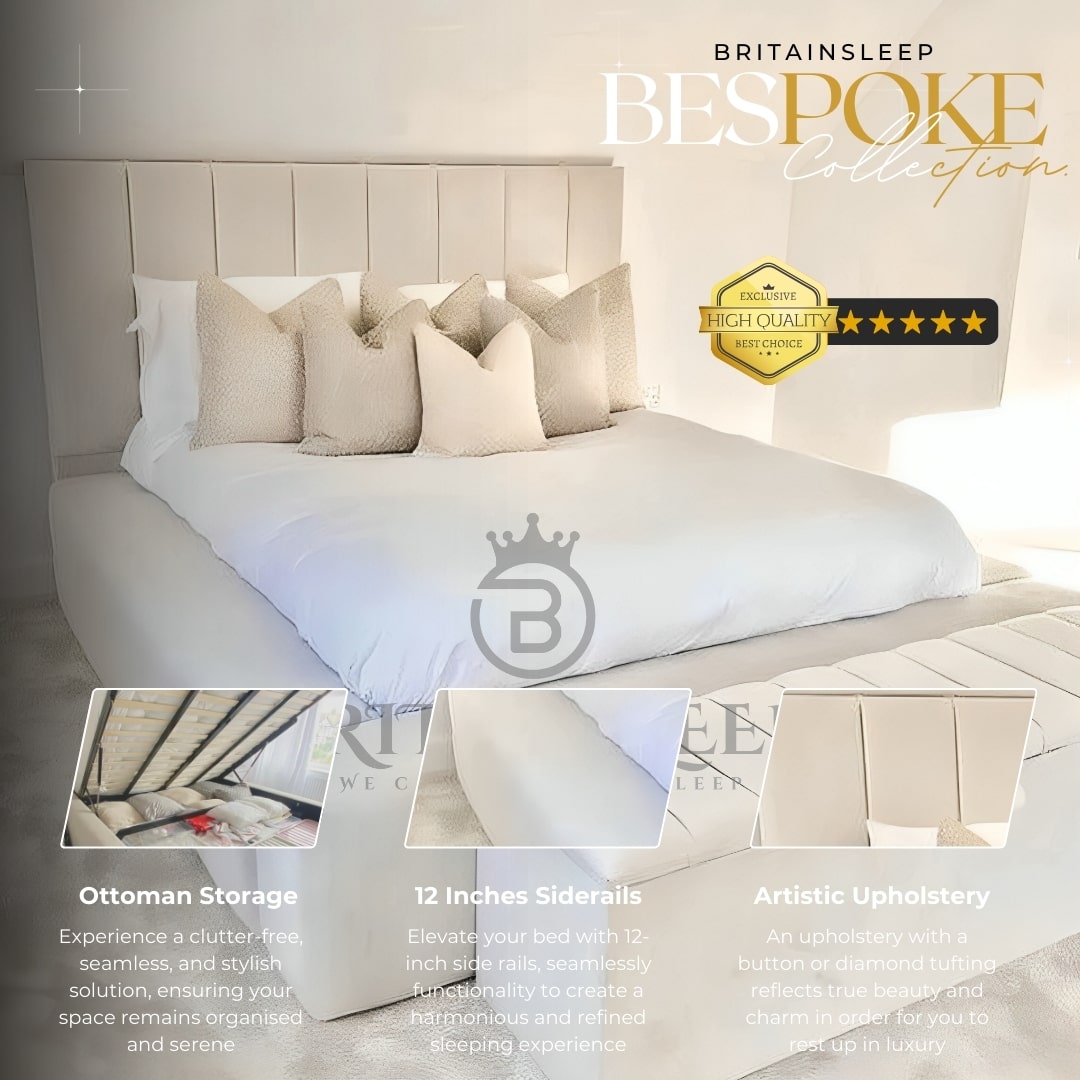 The Regal Lino Upholstered Bed Frame with Ottoman Storage Britainsleep