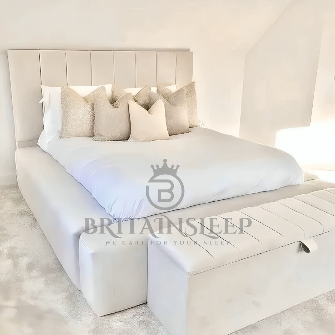 The Regal Lino Upholstered Bed Frame with Ottoman Storage Britainsleep