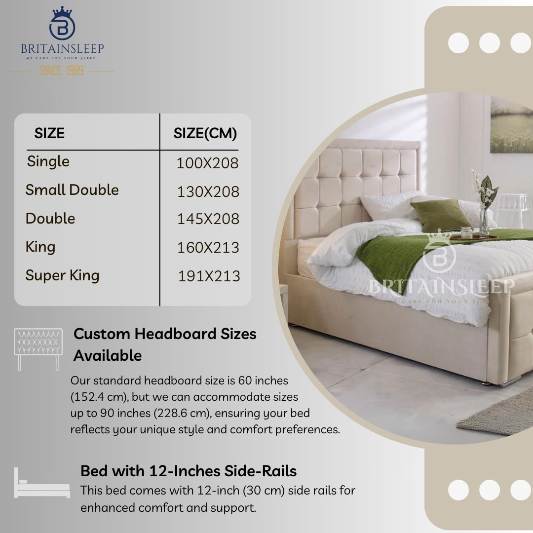 Britainsleep Topps Upholstered Ottoman Storage Bed Frame | Double | Single | Small Double | KingSize | Super King Size Bed Britainsleep