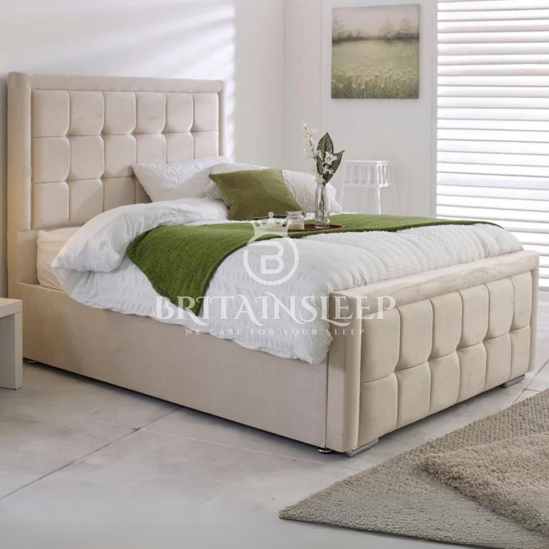Britainsleep Topps Upholstered Ottoman Storage Bed Frame | Double | Single | Small Double | KingSize | Super King Size Bed Britainsleep