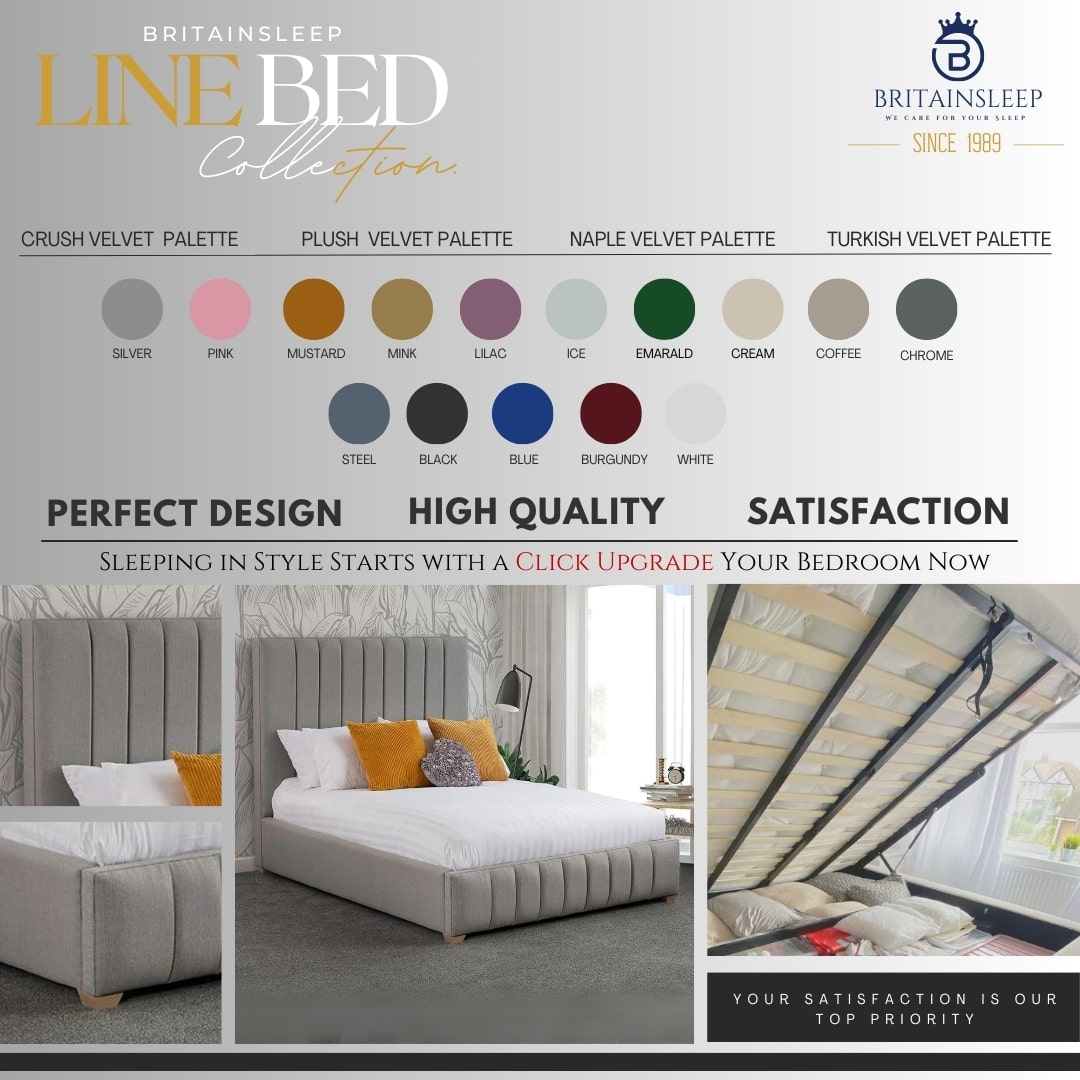 Britainsleep 60'' Warwick Upholstered Ottoman Storage Bed Frame | Double | Single | Small Double | KingSize | Super King Size Bed Britainsleep