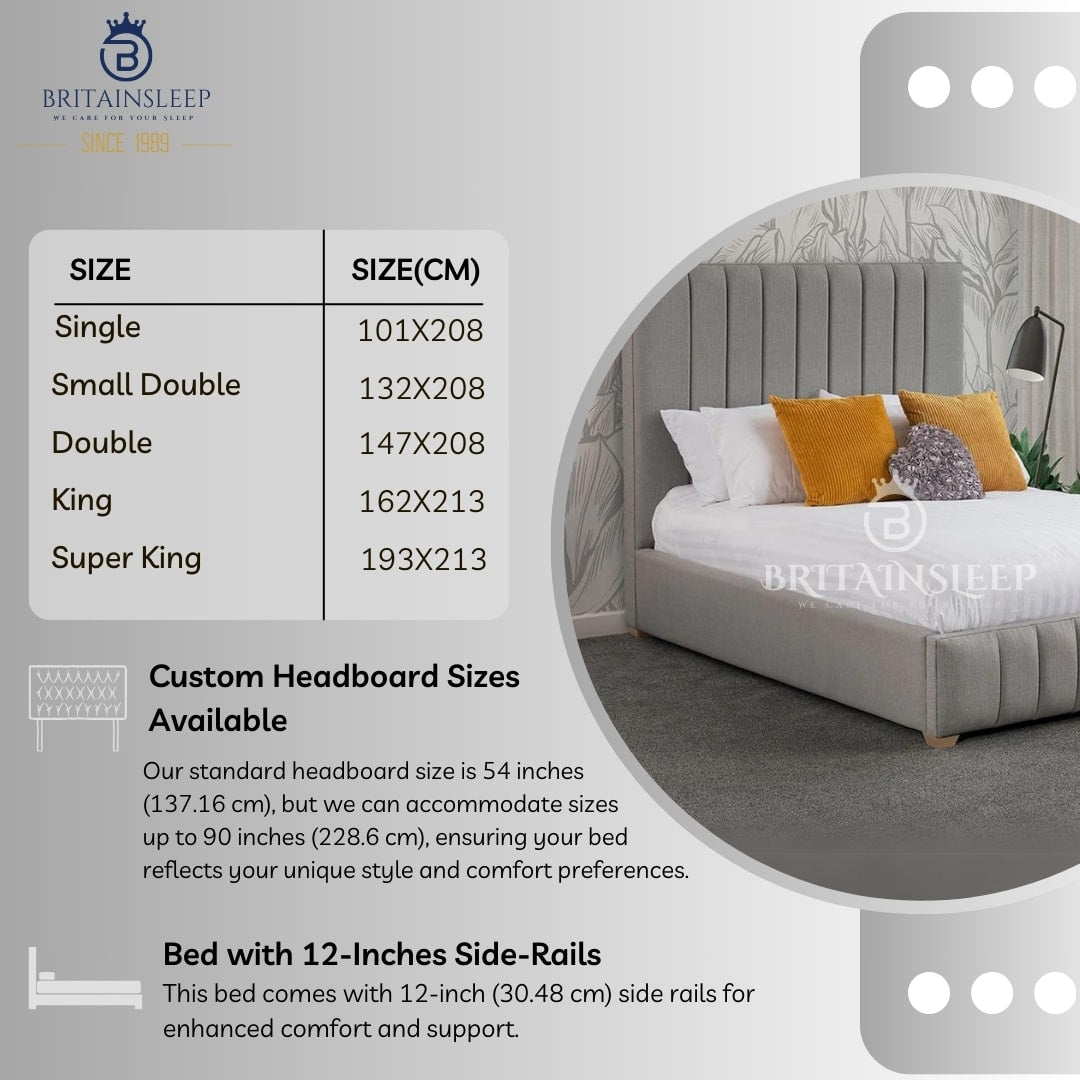 Britainsleep 60'' Warwick Upholstered Ottoman Storage Bed Frame | Double | Single | Small Double | KingSize | Super King Size Bed Britainsleep