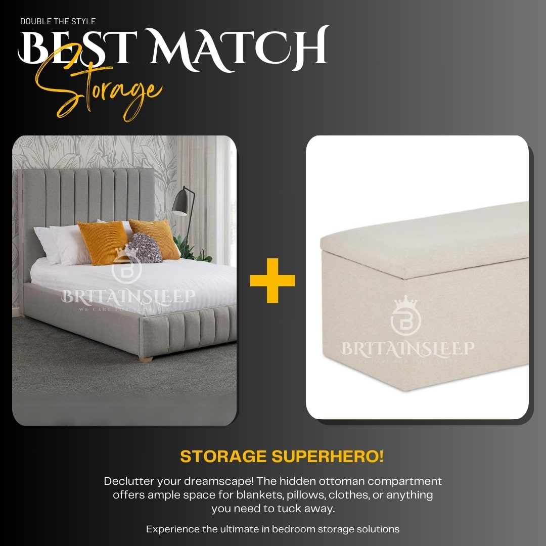 Britainsleep 60'' Warwick Upholstered Ottoman Storage Bed Frame | Double | Single | Small Double | KingSize | Super King Size Bed Britainsleep