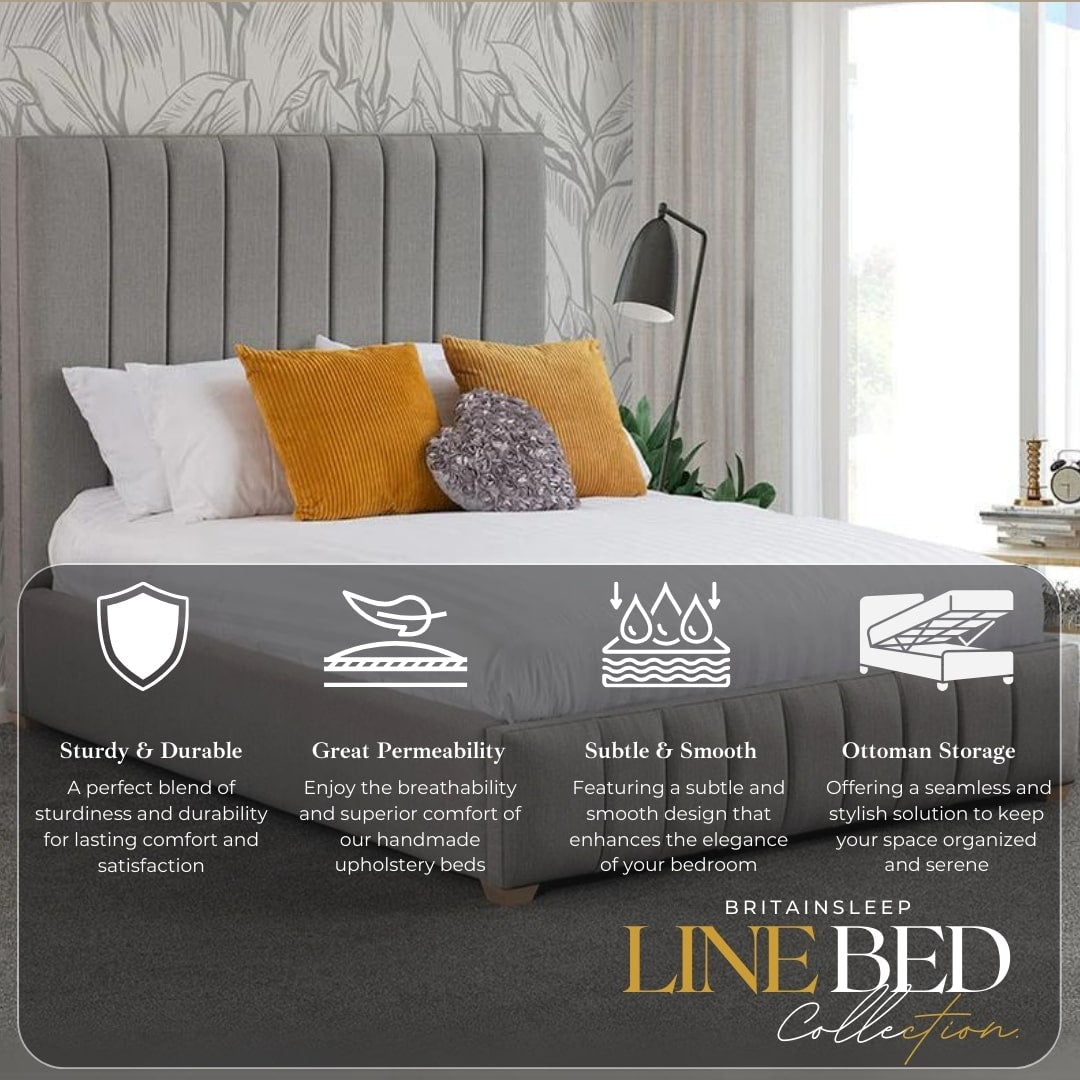 Britainsleep 60'' Warwick Upholstered Ottoman Storage Bed Frame | Double | Single | Small Double | KingSize | Super King Size Bed Britainsleep