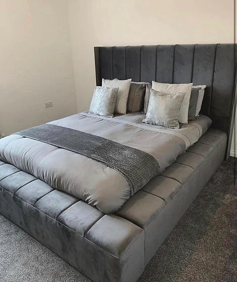 The Ambassador Wingback Lino Upholstered Ottoman Storage Bed Frame Britainsleep