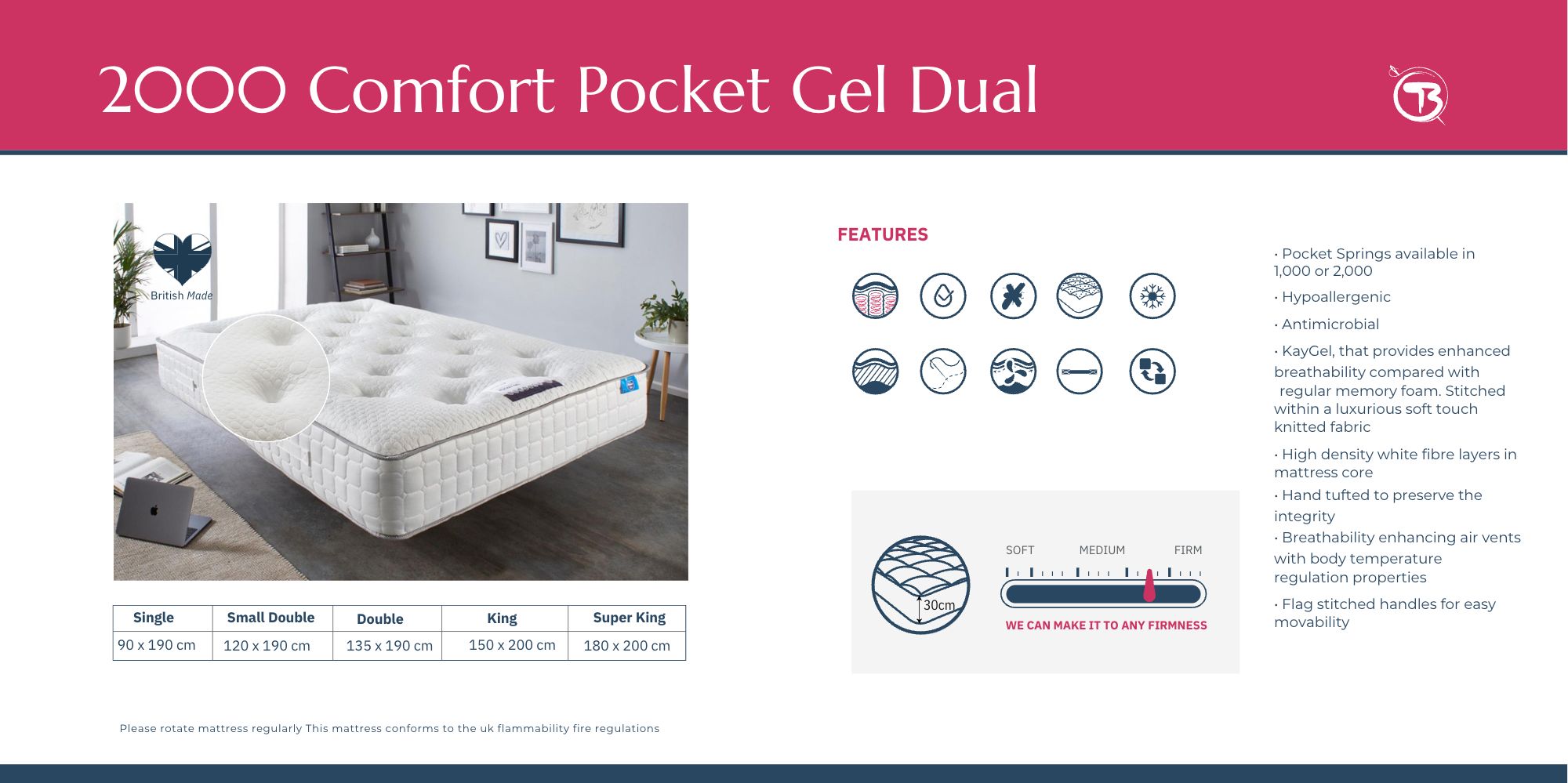 2000 Comfort Pocket Gel Dual Britainsleep