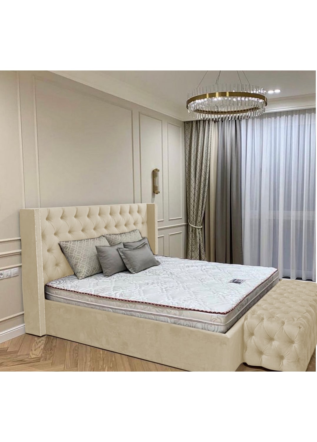 Queen Town Double Studded Wing Ottoman Storage Bed Frame - View 22 | Britain Sleep