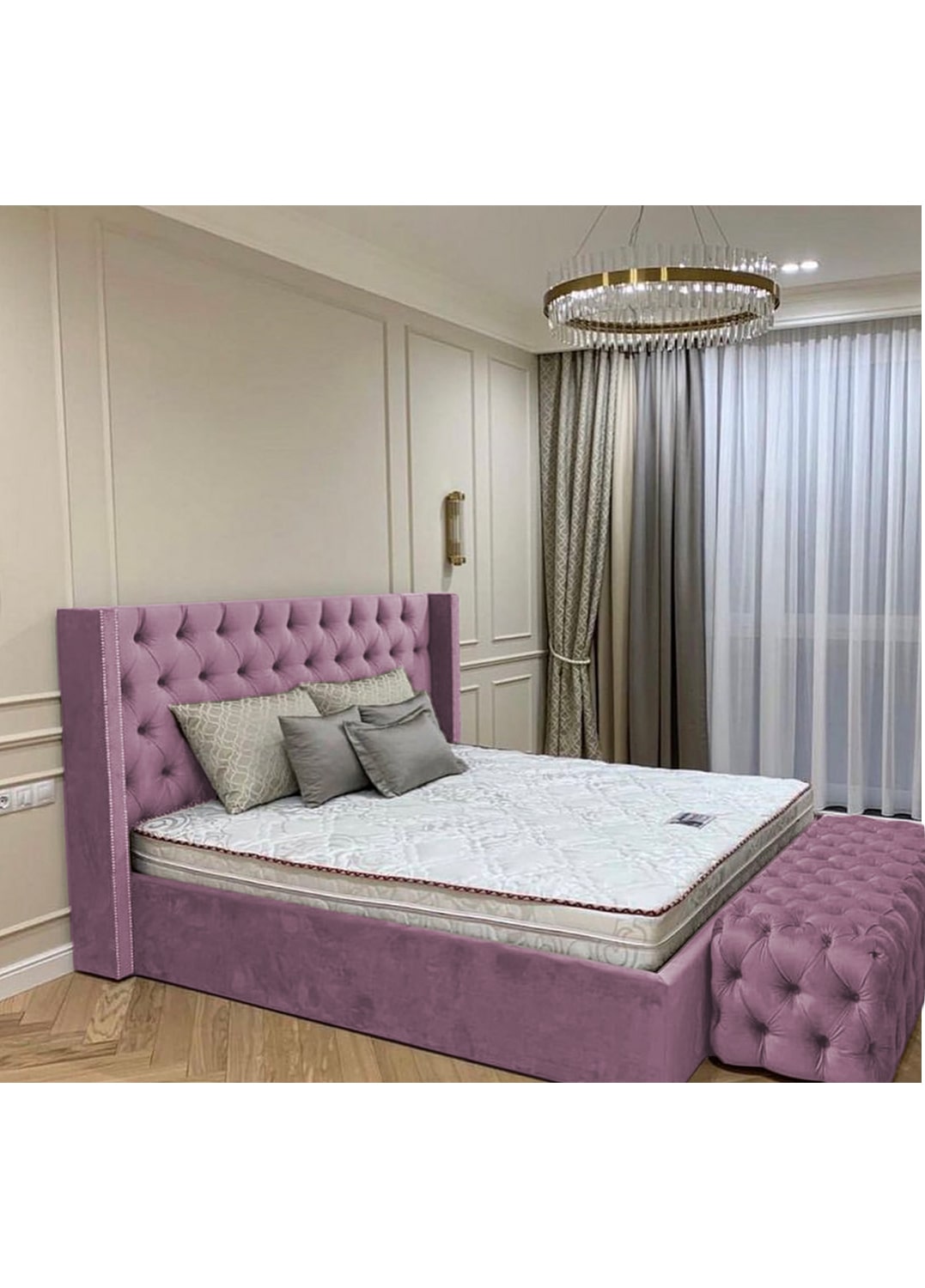 Queen Town Double Studded 50'' Wing Ottoman Storage Bed Frame | Double | Single | Small Double | KingSize | Super King Size Bed Britainsleep