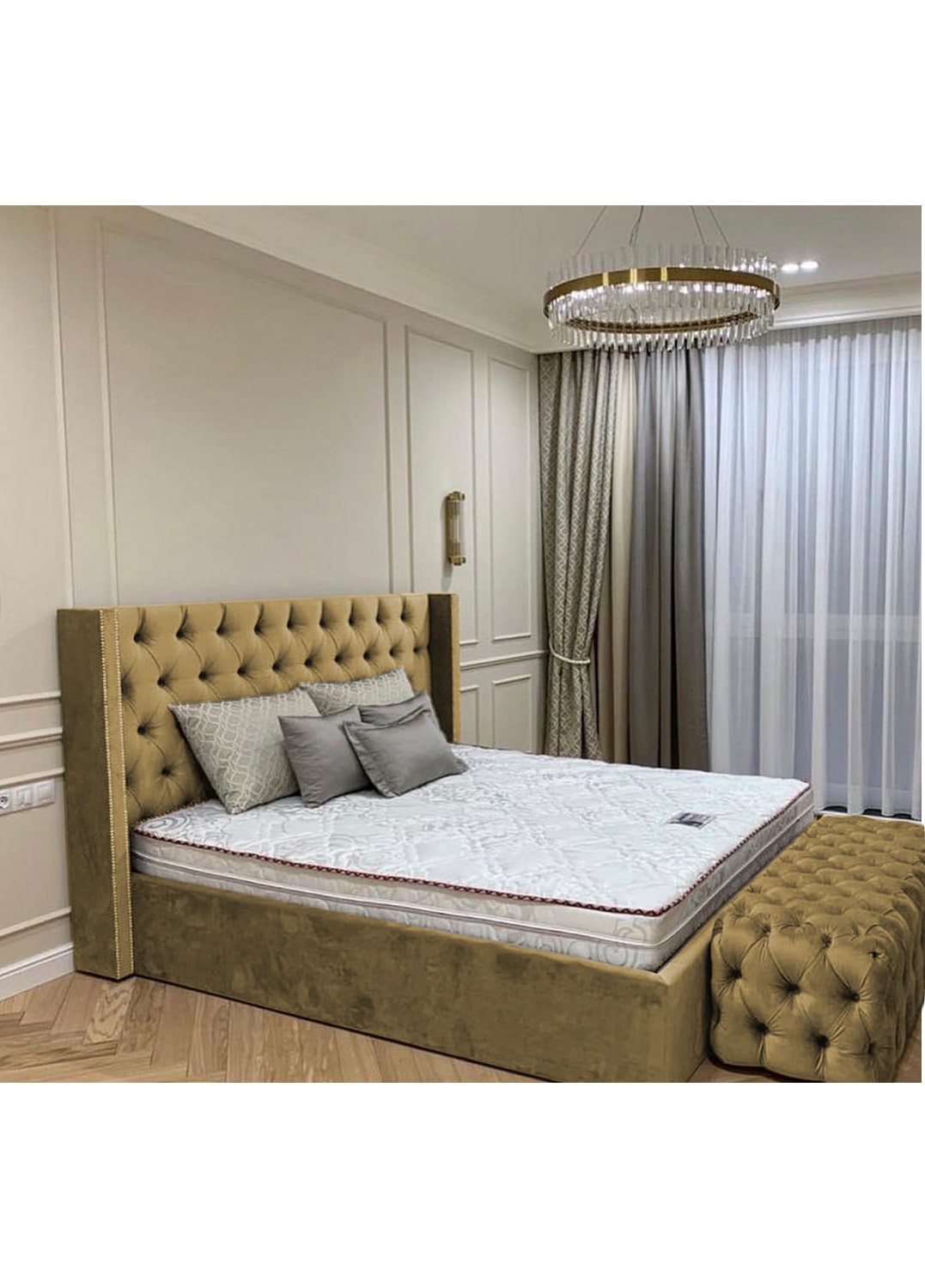 Queen Town Double Studded Wing Ottoman Storage Bed Frame - View 23 | Britain Sleep