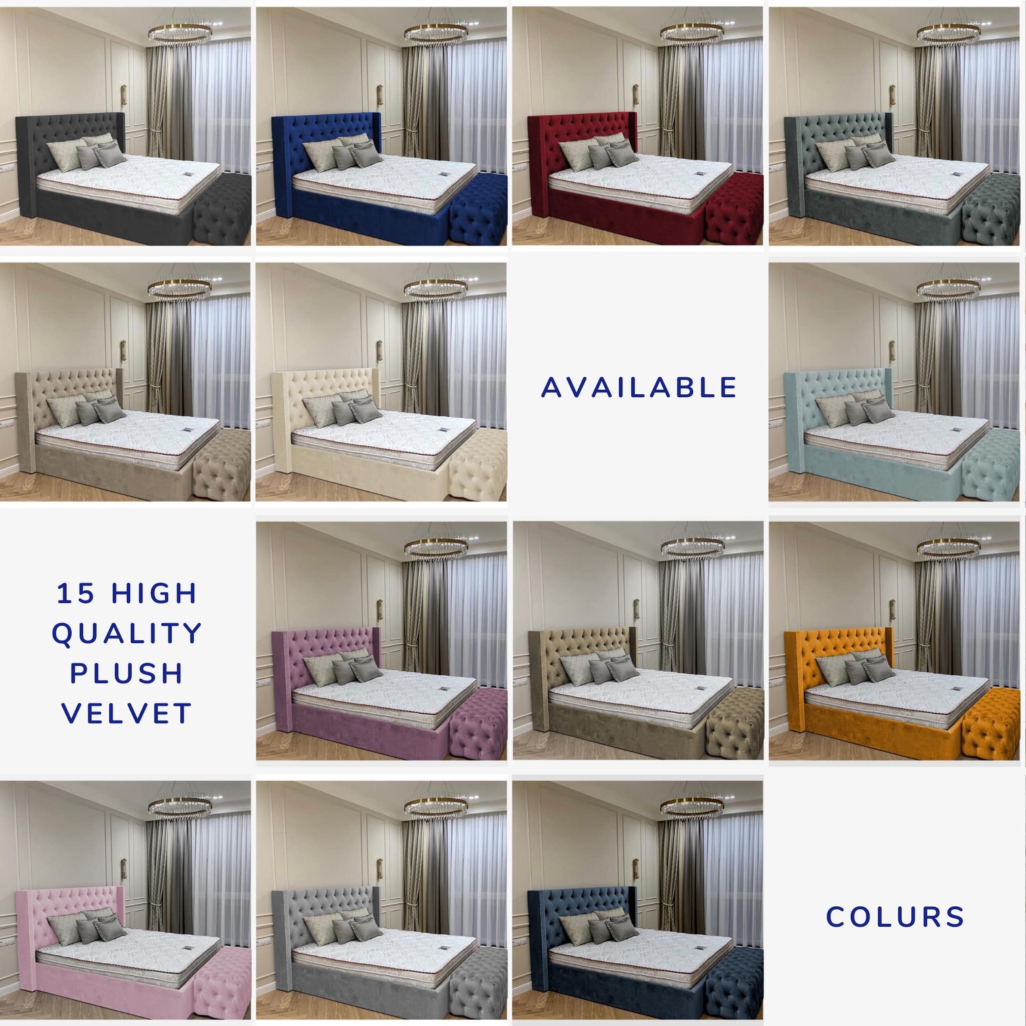 Queen Town Double Studded 50'' Wing Ottoman Storage Bed Frame | Double | Single | Small Double | KingSize | Super King Size Bed Britainsleep